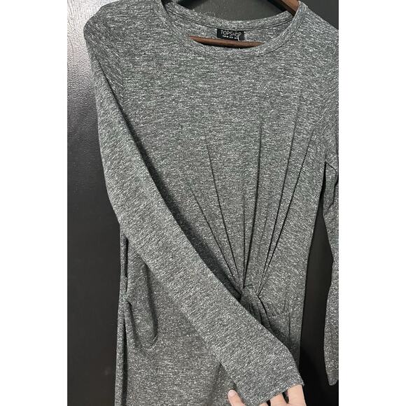 NWT Topshop Knot Front Mini Dress Gray L/S Size 8 - Picture 3 of 11